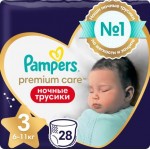 Подгузники-трусики Pampers Premium Midi ночные размер 3 6-11кг 28шт