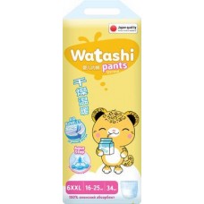 Трусики-подгузники детские Watashi 6/XXL 16-25кг 34шт в ассортименте в магазинах Магнит