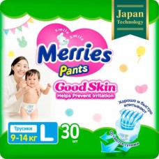 Трусики-подгузники Merries Good Skin L 9-14кг 30шт в магазинах Магнит