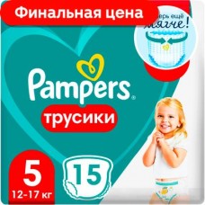 Трусики-подгузники Pampers Pants Junior размер 5 12-17 и 15-18кг 15шт в магазинах Магнит