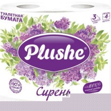 Бумага Plushe Deluxe туалетная Сирень 3 слоя 4 рулона в магазинах Магнит