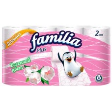 Бумага туалетная Familia Plus Весенний цвет 2 слоя 8 рулонов в магазинах Магнит