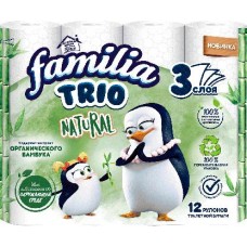 Бумага туалетная Familia Trio белая 3 слоя 12 рулонов в магазинах Магнит