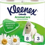Туалетная бумага Kleenex 3слойная 8рулонов с ароматом ромашки