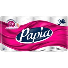 Туалетная бумага Papia 3 слоя 8 рулонов в магазинах Магнит