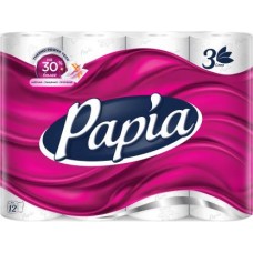 Туалетная бумага Papia Белая 3 слоя 12 рулонов в магазинах Магнит