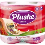 Туалетная бумага Plushe Classic Клубника 2 слоя 4 рулона