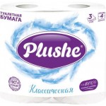Туалетная бумага PLUSHE Deluxe Туалетная бумага классик 3сл 4рул