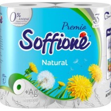 Туалетная бумага Soffione Premio Natural 4 рулона 3 слоя в магазинах Магнит