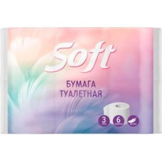 Туалетная бумага Soft 3 слоя 6 рулонов в магазинах Магнит