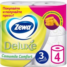 Туалетная бумага Zewa Deluxe Ромашка белая 3 слоя 4 рулона в магазинах Магнит