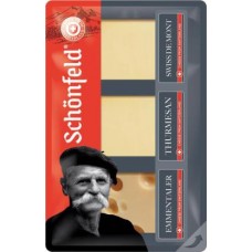 Сыр Schonfeld Swiss Trio 48%/52%/53% 150г в магазинах Магнит