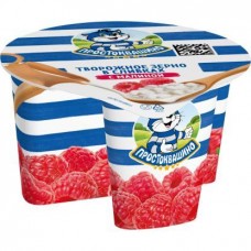 Творог зерненый Простоквашино в сливках с малиной 5% 140г в магазинах Магнит