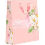 Пакет Пакетико подарочный матовая ламинация с тиснением MT ПДЛ Пионы 22.7x8см