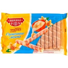 Трубочки вафельные Яшкино со сгущёнкой 190г в магазинах Магнит