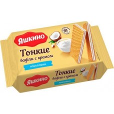Вафли Яшкино тонкие кокосовый крем 144г в магазинах Магнит