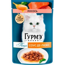 Влажный корм для кошек Гурме Соус-де-Люкс лосось 75г в магазинах Магнит