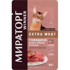 Влажный корм для кошек Мираторг Winner Extra Meat Black Angus говядина в соусе 80г в магазинах Магнит