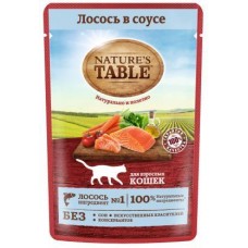 Влажный корм для кошек Natures Table Лосось в соусе 85г в магазинах Магнит