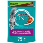 Влажный корм для кошек Purina One индейка утка с морковью 75г