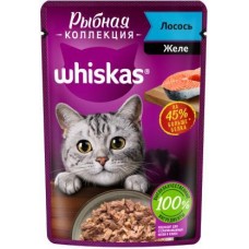 Влажный корм для кошек Whiskas полнорационный Рыбная Коллекция С лососем 75г в магазинах Магнит