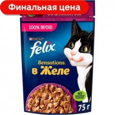 Влажный корм для взрослых кошек Felix Sensations Желе утка шпинат 75г в магазинах Магнит