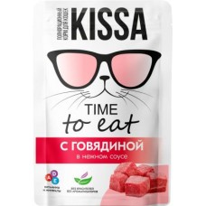 Влажный корм для взрослых кошек Kissa полнорационный с говядиной в соусе 75г в магазинах Магнит