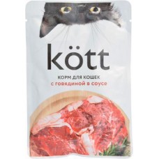 Влажный корм для взрослых кошек Kott с говядиной в соусе 75г в магазинах Магнит