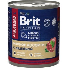 Влажный корм для собак Brit Premium Мясное ассорти с индейкой 750г в магазинах Магнит