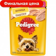 Влажный корм для собак Pedigree миниатюрных пород Паштет с курицей 80г в магазинах Магнит