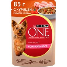 Влажный корм для собак Purina One Mini Контроль веса с курицей рисом и томатами 85г в магазинах Магнит