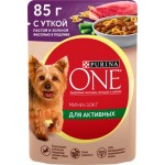 Влажный корм для собак Purina One Mini при активном образе жизни с уткой и пастой в соусе 85г