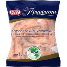 Королевские креветки Vici в панцире варено-мороженые 1кг в магазинах Магнит
