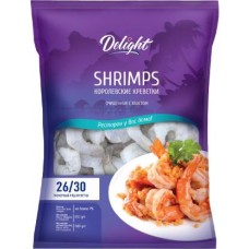 Креветки Delight королевские 26/30 свежемороженые очищенные с хвостом 850г в магазинах Магнит