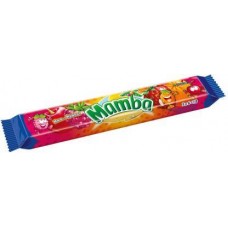 Конфеты Mamba жевательные со вкусом апельсина вишни малины и клубники 79.5г в магазинах Магнит