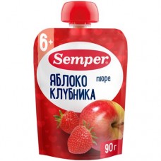 Пюре Semper яблоко-клубника, 90г в магазинах Перекресток