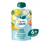 Пюре ФрутоНяня яблоко-груша-банан-персик с йогуртом с 6 месяцев, 90г