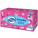 Салфетки бумажные Zewa Everyday косметические 2 слоя, 100шт