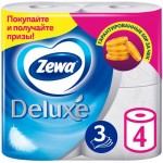 Бумага туалетная Zewa Deluxe 4шт белая 3 слоя Бумага туалетная Zewa Deluxe 4шт белая 3 слоя