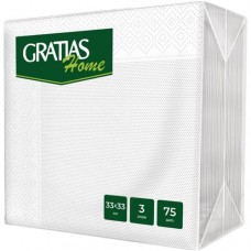 Салфетки Gratias Home бумажные белые 3 слоя 33х33см, 75л в магазинах Перекресток