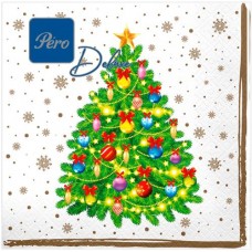 Салфетки Pero Deluxe Новогоднее чудо столовые сервировочные 3 слоя 33х33см, 20шт в магазинах Перекресток