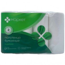 Полотенца бумажные с перфорацией и тиснением 4 рулона 2 слоя Маркет в магазинах Перекресток