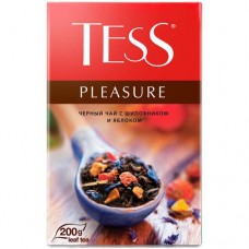 Чай Tess Pleasure чёрный байховый с шиповником и яблоком, 200г в магазинах Перекресток
