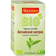 Чай Milford Английский завтрак Био чёрный в пакетиках, 20х1.75г в магазинах Перекресток
