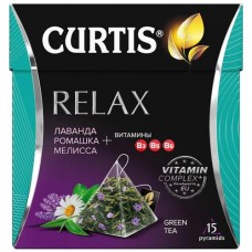 Чай зелёный Curtis Relax мелисса-лаванда-ромашка-лепестки цветов листовой, 15х1.7г в магазинах Перекресток