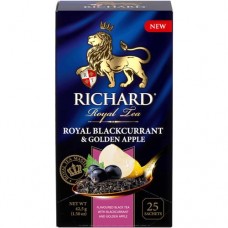 Чай Richard Royal чёрный ароматизированный с кусочками смородины и яблока, 25х1,7г в магазинах Перекресток