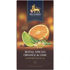 Чай Richard Роял Спайсд Орэндж&Лайм чёрный ароматизированныйи, 25х1.7г в магазинах Перекресток