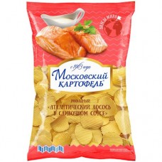 Чипсы картофельные Московский Картофель со вкусом атлантического лосося в сливочном соусе хрустящие, 150г в магазинах Перекресток