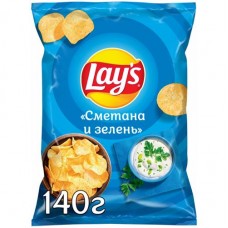 Чипсы картофельные Lay's со вкусом сметаны и зелени, 140г в магазинах Перекресток