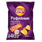 Чипсы картофельные Lay's рифлёные со вкусом лосось в сливочном соусе, 140г